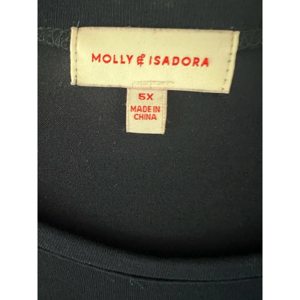 Molly & Isadora Womens 5X Plus Shirt Solid Black Top Long Sleeves Tunic - Picture 3 of 6